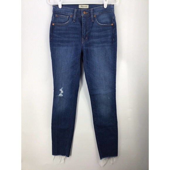 Madewell Womens 9” Mid Rise Fray Hem Skinny Stretch Jeans Size 27X29 - Picture 3 of 13